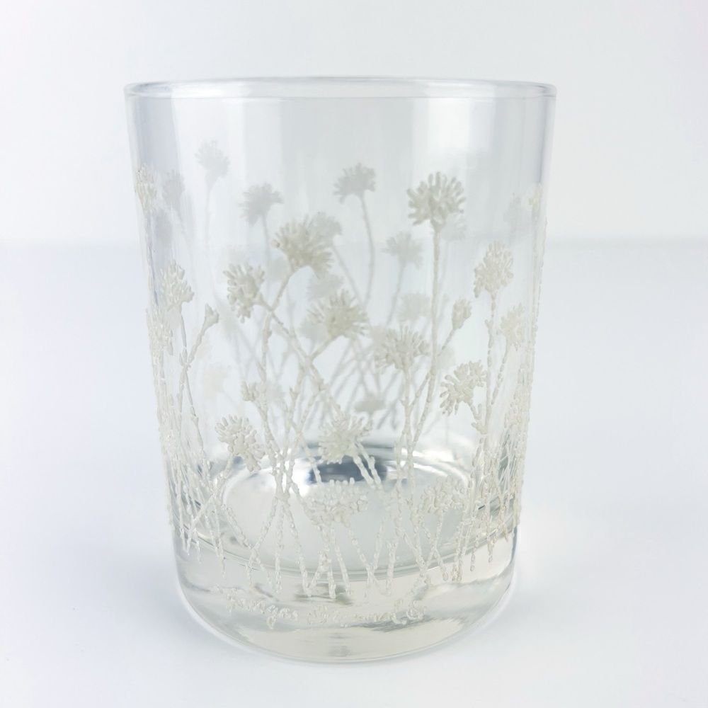 VINTAGE GEORGES BRIARD TEXTURED WHITE FLOWER HIGHBALL WHISKEY COCKTAIL GLASSE